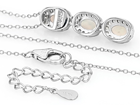 White Ethiopian Opal Rhodium Over Sterling Silver Pendant