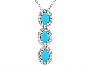 Sleeping Beauty Turquoise Rhodium Over Sterling Silver Pendant With Chain 0.32ctw