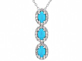 Sleeping Beauty Turquoise Rhodium Over Sterling Silver Pendant With Chain 0.32ctw