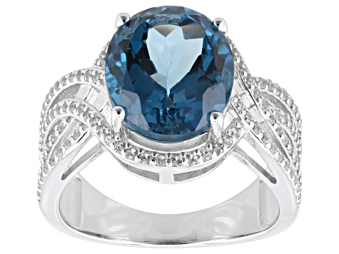 London Blue Topaz Rhodium Over Sterling Silver Ring 5.67ctw