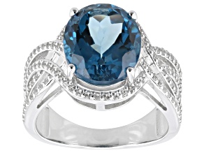 London Blue Topaz Rhodium Over Sterling Silver Ring 5.67ctw