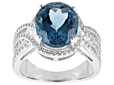 London Blue Topaz Rhodium Over Sterling Silver Ring 5.67ctw