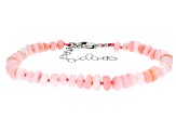 Pink Peruvian Opal Rhodium Over Sterling Silver Beaded Bracelet