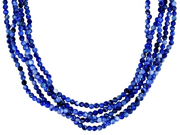 Picture of Blue Kyanite Rhodium Over Sterling Silver Beaded Necklace