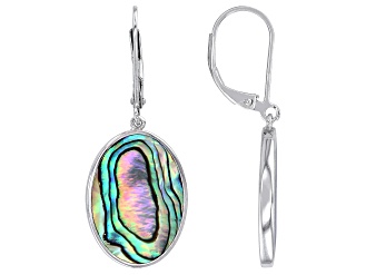 Abalone Shell Rhodium Over Sterling Silver Earrings