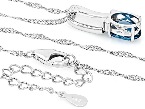 London Blue Topaz Rhodium Over Sterling Silver Pendant With Chain 1 ...
