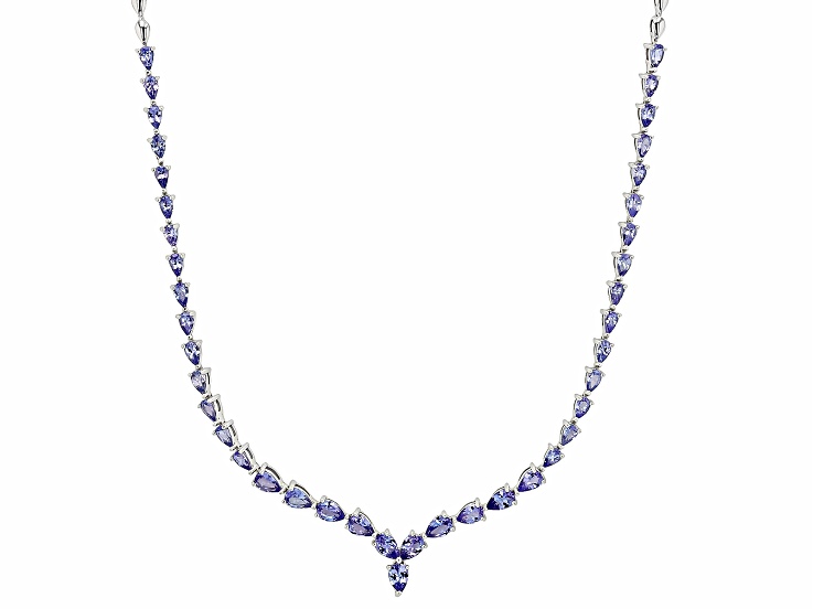 Blue Tanzanite Rhodium Over Sterling Silver Necklace 8.73ctw