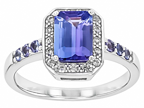 Blue Tanzanite Rhodium Over Sterling Silver Ring 1.74ctw