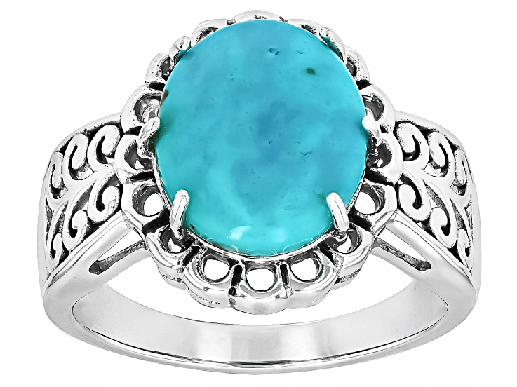 Composite Blue Kingman Turquoise Sterling Silver Solitaire