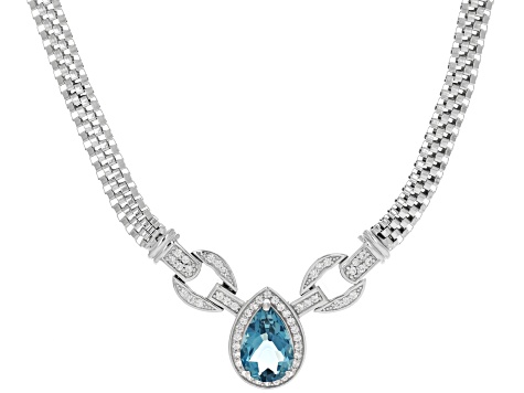 London Blue Topaz Rhodium Over Sterling Silver Necklace 3.76ctw