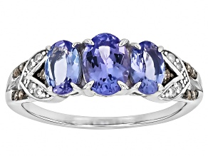 Blue Tanzanite Rhodium Over Silver Ring 1.53ctw