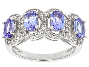 Blue Tanzanite Rhodium Over Sterling Silver Ring 2.79ctw