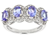 Blue Tanzanite Rhodium Over Sterling Silver Ring 2.79ctw