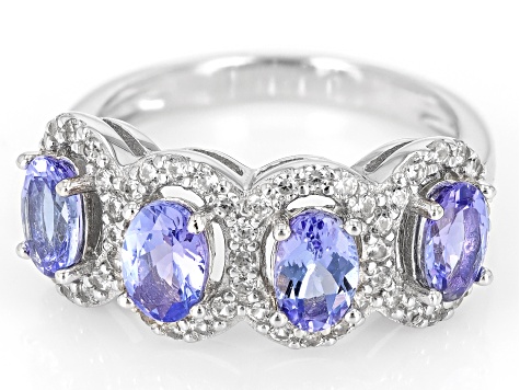 Blue Tanzanite Rhodium Over Sterling Silver Ring 2.79ctw