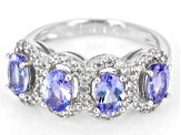 Blue Tanzanite Rhodium Over Sterling Silver Ring 2.79ctw
