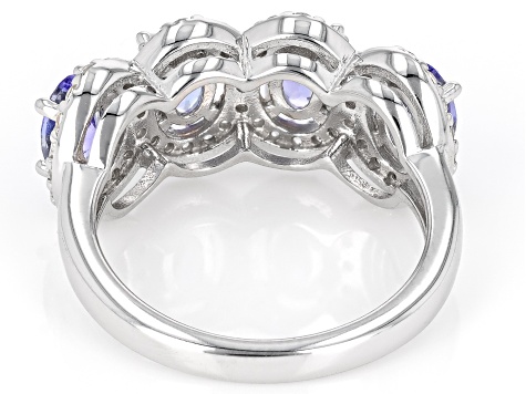 Blue Tanzanite Rhodium Over Sterling Silver Ring 2.79ctw