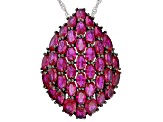 Red Lab Created Ruby Rhodium Over Silver Pendant With Chain 9.46ctw