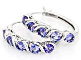 Blue Tanzanite Rhodium Over Sterling Silver Hoop Earrings 2.40ctw