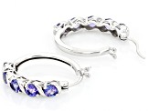 Blue Tanzanite Rhodium Over Sterling Silver Hoop Earrings 2.40ctw