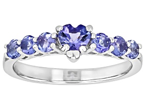 Tanzanite Rhodium Over Sterling Silver Ring 0.94ctw