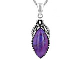 Purple Turquoise Sterling Silver Solitaire Pendant With Chain