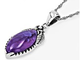 Purple Turquoise Sterling Silver Solitaire Pendant With Chain