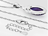 Purple Turquoise Sterling Silver Solitaire Pendant With Chain