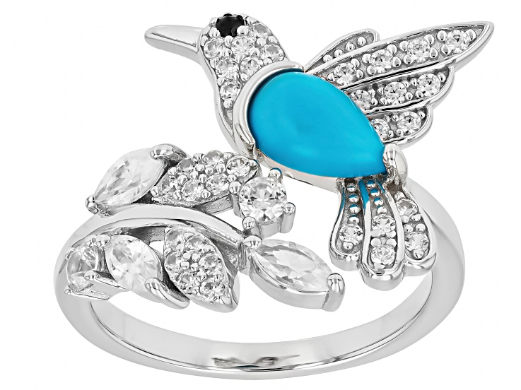 Blue Ethiopian Opal Rhodium Over Sterling Silver Bracelet