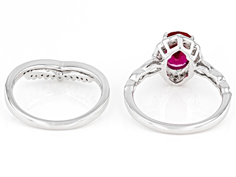 Red Lab Created Ruby Rhodium Over Sterling Silver Ring 2.24ctw