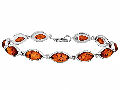 Amber Rhodium Over Sterling Silver Bracelet