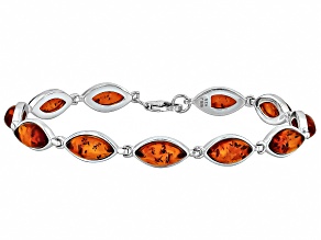 Amber Rhodium Over Sterling Silver Bracelet