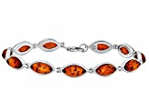 Amber Rhodium Over Sterling Silver Bracelet