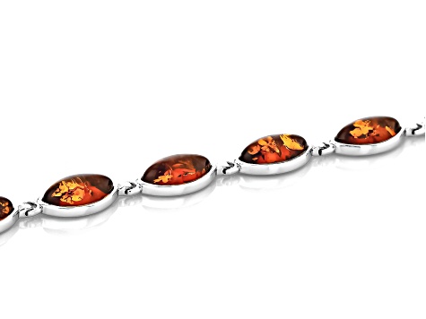 Amber Rhodium Over Sterling Silver Bracelet