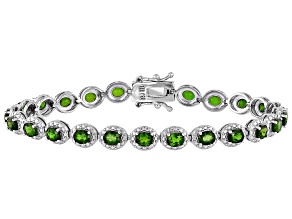 Green Chrome Diopside Rhodium Over Sterling Silver Bracelet 6.07ctw