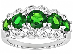 Green Chrome Diopside Rhodium Over Sterling Silver Ring 2.25ctw