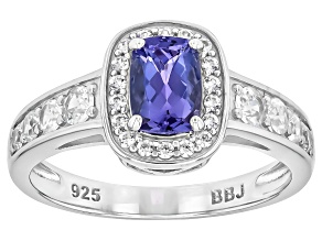 Blue Tanzanite Rhodium Over Sterling Silver Ring 1.64ctw