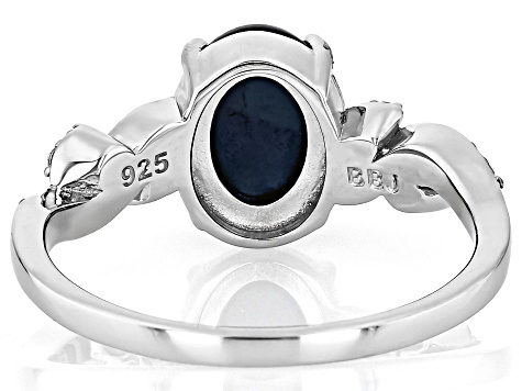 Blue Star Sapphire Rhodium Over Sterling Silver Ring 2.96ctw