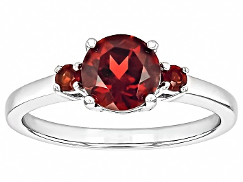 Picture of Red Garnet Rhodium Over Sterling Silver 3-Stone Ring 1.47ctw