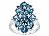 London Blue Topaz Rhodium Over Sterling Silver Ring 3.48ctw