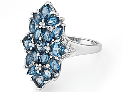 London Blue Topaz Rhodium Over Sterling Silver Ring 3.48ctw