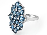 London Blue Topaz Rhodium Over Sterling Silver Ring 3.48ctw