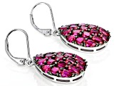 Red Lab Created Ruby Rhodium Over Sterling Silver Dangle Earrings 7.60ctw