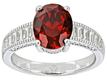 Picture of Red Lab Created Ruby Rhodium Over Sterling Silver Ring 3.66ctw