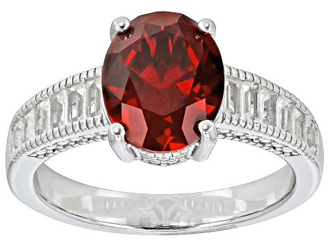Red Lab Created Ruby Rhodium Over Sterling Silver Ring 3.66ctw