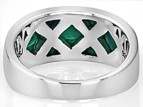 Green Malachite Sterling Silver Band Ring