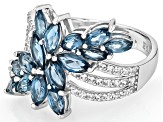 London Blue Topaz Rhodium Over Sterling Silver Ring 3.27ctw