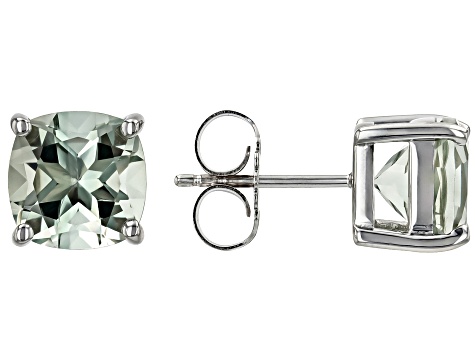 Prasiolite Rhodium Over Sterling Silver Stud Earring 3.96ctw