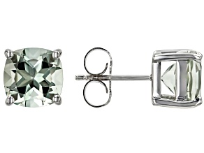 Prasiolite Rhodium Over Sterling Silver Stud Earring 3.96ctw