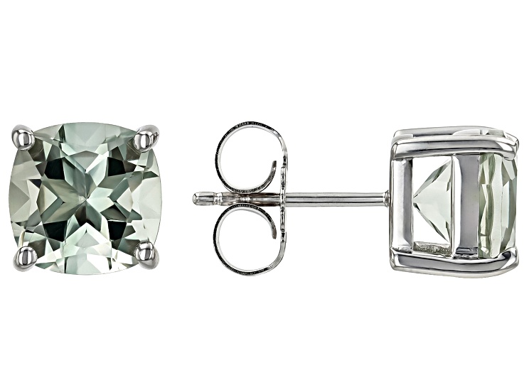 Green Prasiolite Rhodium Over Sterling Silver Stud Earring Green Prasiolite Rhodium Over Sterling Silver Stud Earring