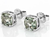 Prasiolite Rhodium Over Sterling Silver Stud Earring 3.96ctw